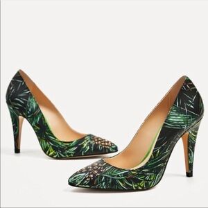 Zara tropical print heels